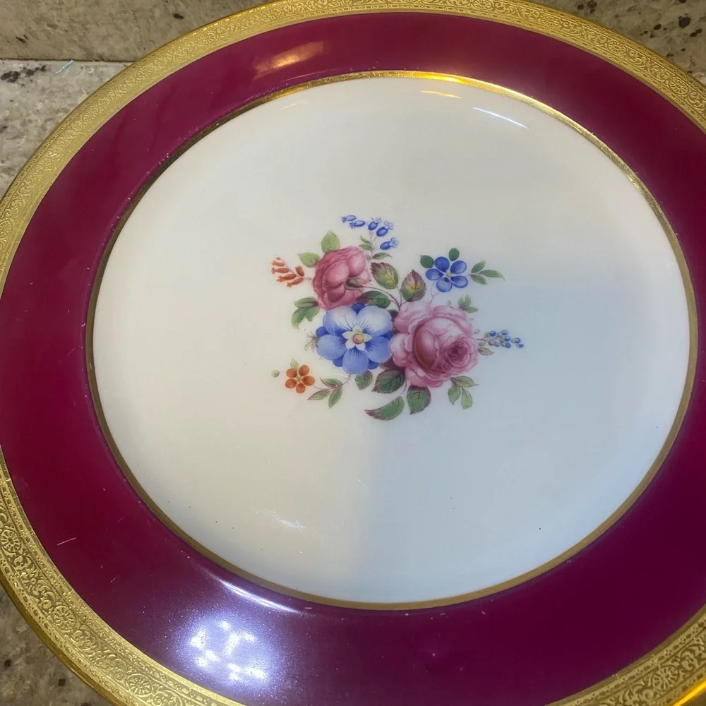 Vintage Paragon Fuchsia And Rose Pattern With Gold‎ Trim dinner Plates (6)